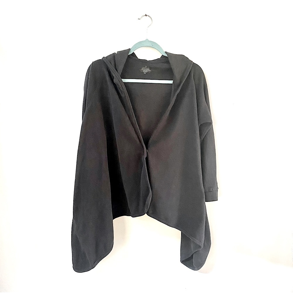 Cuddl Duds Black Fleece with Stretch Hooded Women’s Cardigan Size Small/Medium